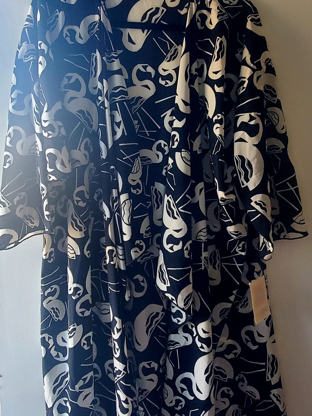 Black and White Abstract Flamingo Print Kimono SIZE L